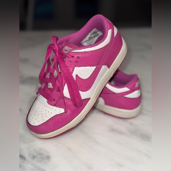 Nike Other - Nike Dunk Low GS Active Fuchsia Pink/White Shoes Sneakers -Size 2Y